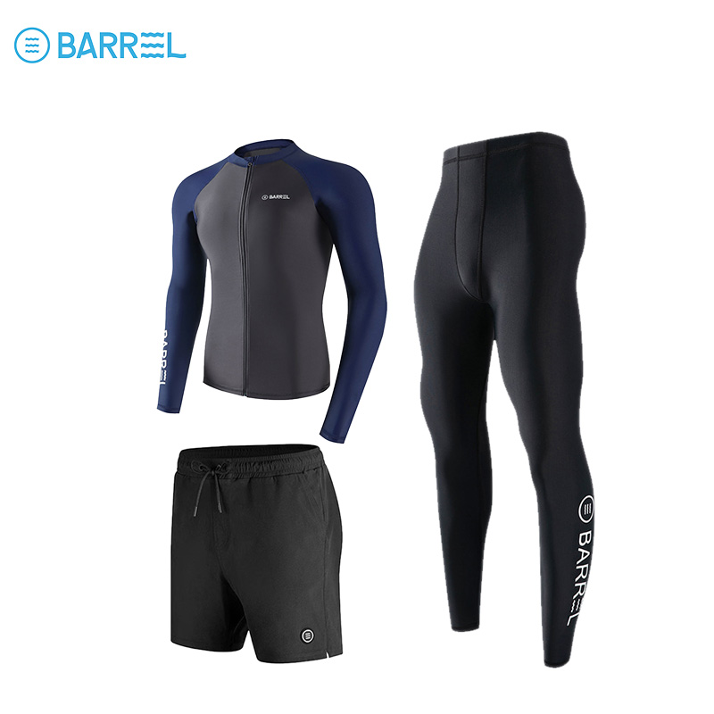 Male blue and gray zipper + black shorts + three pairs of long pants